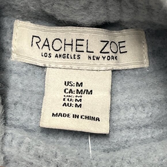 Rachel Zoe Sweater Womens M Blue Ribbed Knit Cropped Mock Neck Soft Athleisure - Picture 3 of 7